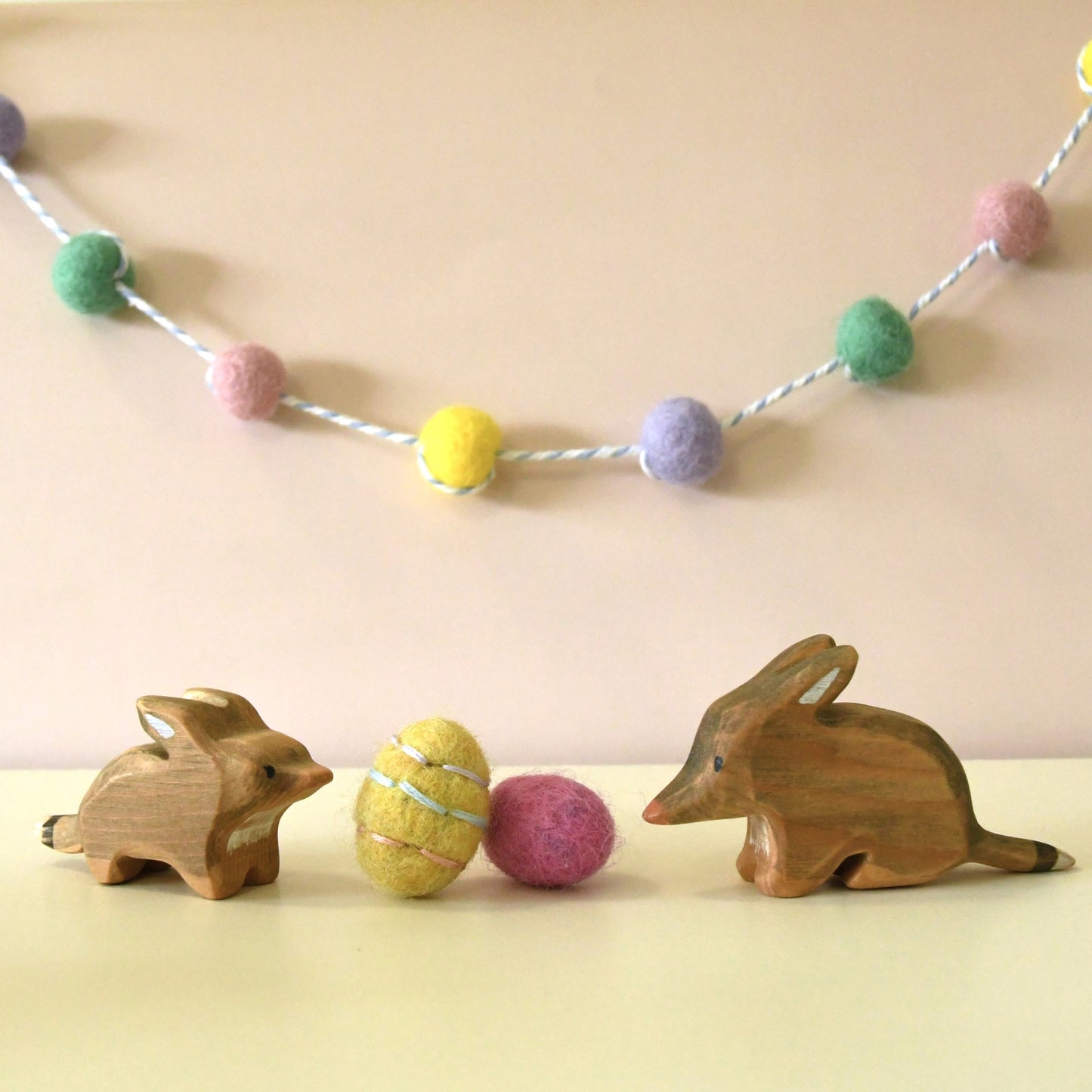 Easter wool felt garland toy.