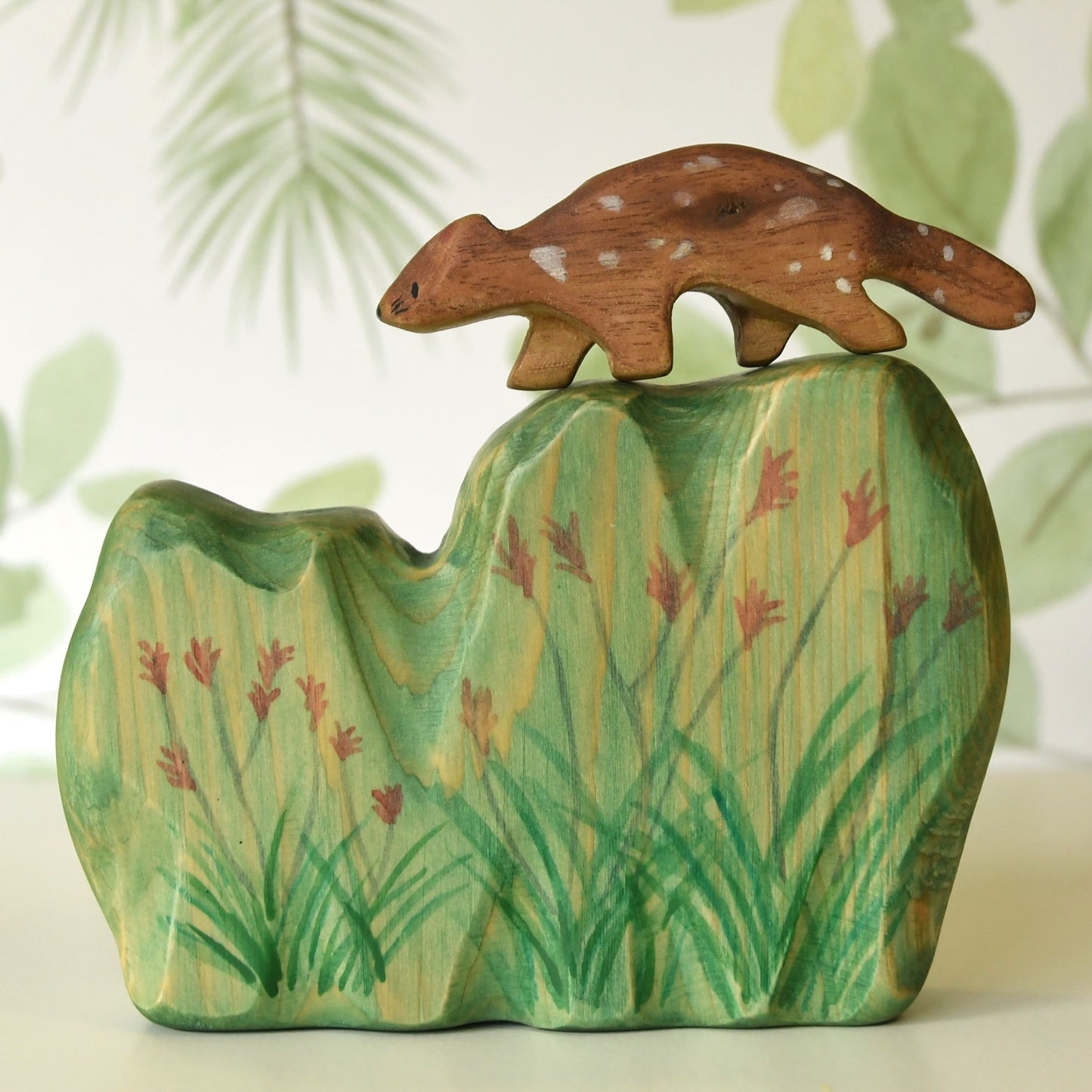 Wooden kangaroo paw bush toy and decoration.