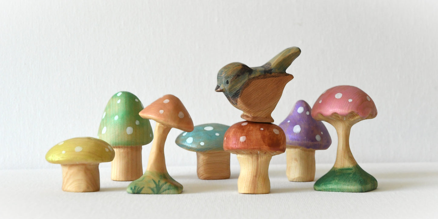 Rainbow Mushroom Wooden Toy