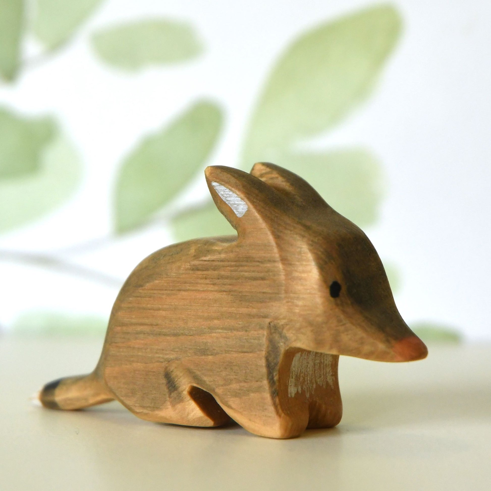 Waldorf inspired wooden bilby toy handcrafted in Australia from Tasmanian hardwood with certified toy-safe wood stains and natural oil sealer.