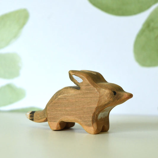 Waldorf inspired wooden bilby toy handcrafted in Australia from Tasmanian hardwood with certified toy-safe wood stains and natural oil sealer.