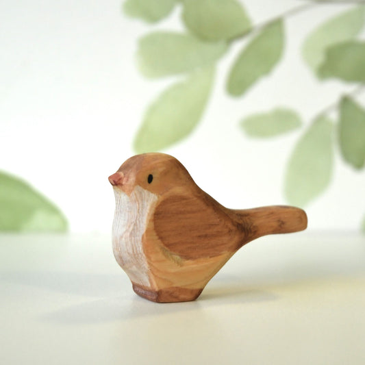 Waldorf inspired wooden superb fairy wren toy handcrafted in Australia from Tasmanian hardwood with certified toy-safe wood stains and natural oil sealer.